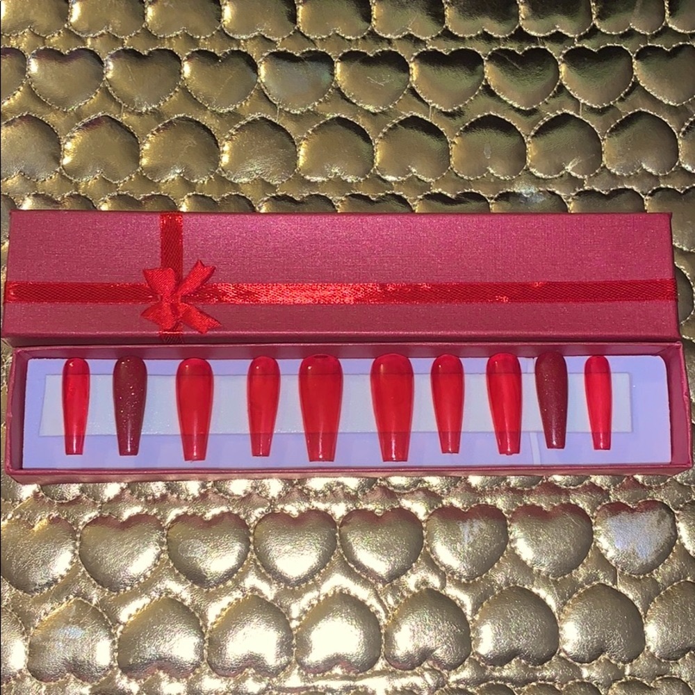 Ruby Red Jelly Press on nails ❤️